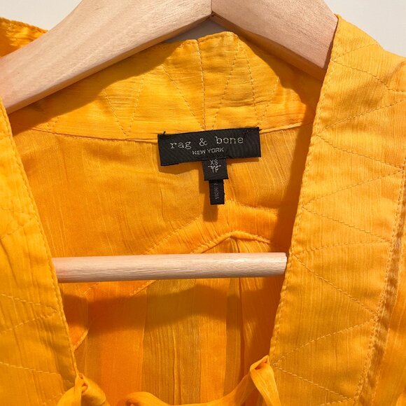 NWOT Rag & Bone Sachi Lace-Up Split Neck Silk Blend Blouse - Picture 4 of 5